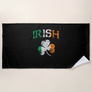 Irish Shamrock Ireland Flag St Patricks Day Vintag Beach Towel