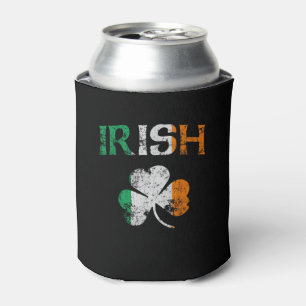 Irish Shamrock Ireland Flag St Patricks Day Vintag Can Cooler