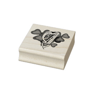 Irish shamrock, Irish harp, Irish clover Rubber Stamp