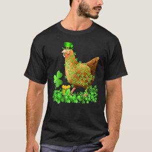 Irish Shamrock Leaf Leprechaun Hat Chicken St Patr T-Shirt