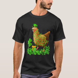 Irish Shamrock Leaf Leprechaun Hat Chicken St Patr T-Shirt