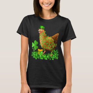 Irish Shamrock Leaf Leprechaun Hat Chicken St Patr T-Shirt