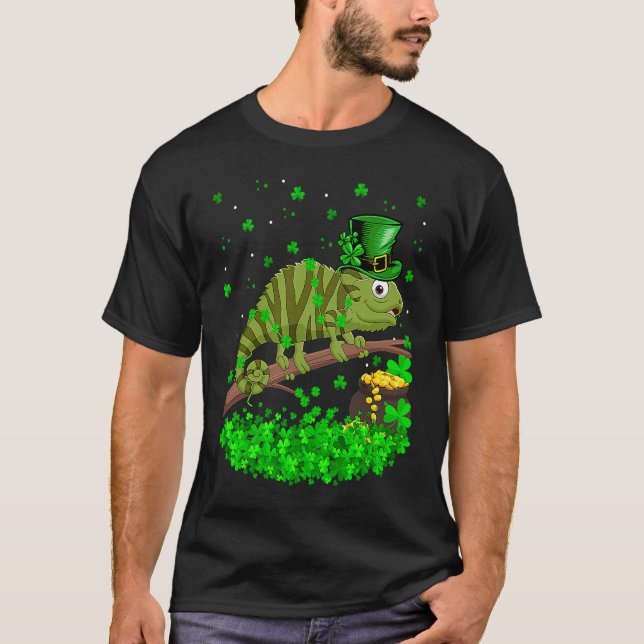 Irish Shamrock Leprechaun Chameleon St Patrick's D T-Shirt (Front)