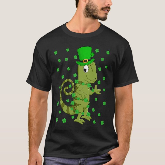 Irish Shamrock Leprechaun Chameleon St Patrick's D T-Shirt (Front)