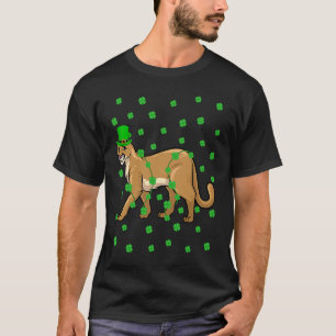 Irish Shamrock Leprechaun Cougar St Patrick's Day T-Shirt
