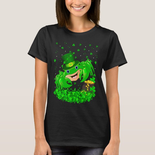 Irish Shamrock Leprechaun Crab Fish St Patrick's D T-Shirt (Front)