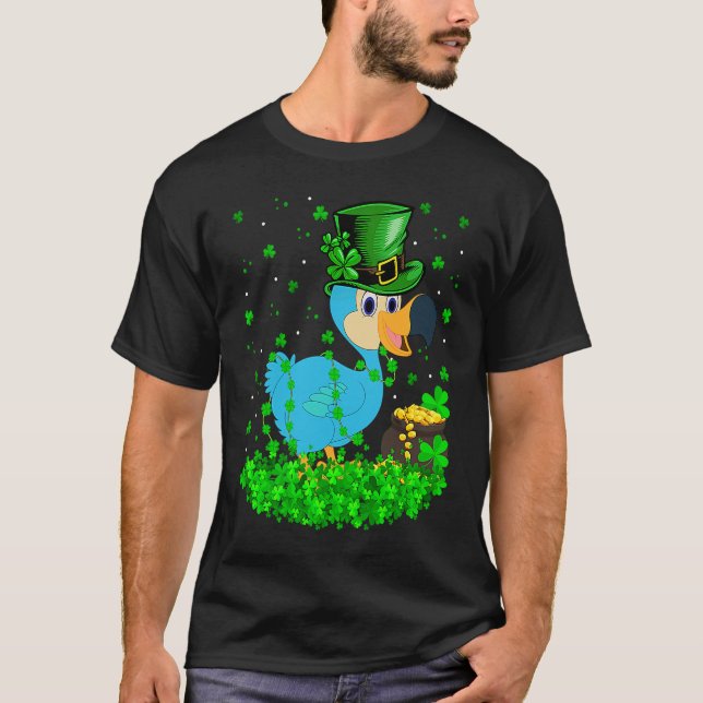 Irish Shamrock Leprechaun Dodo Bird St Patrick's D T-Shirt (Front)