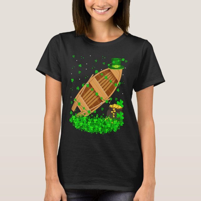 Irish Shamrock Leprechaun Fishing Boat St Patrick' T-Shirt (Front)