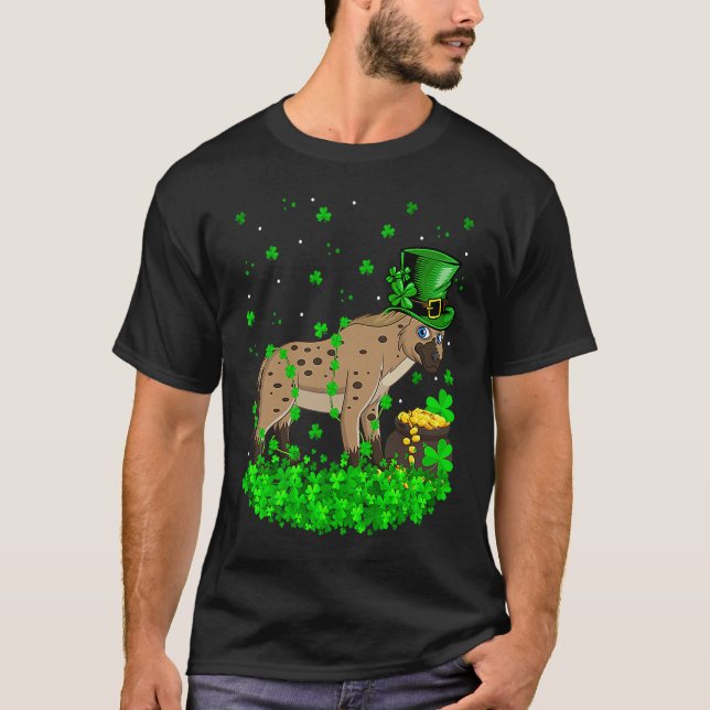 Irish Shamrock Leprechaun Hyena St Patrick's Day T-Shirt (Front)
