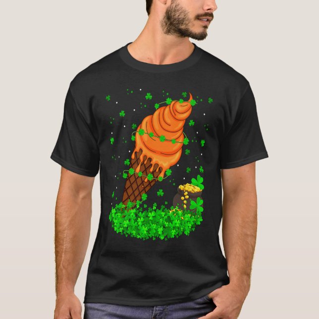 Irish Shamrock Leprechaun Ice Cream St Patrick's D T-Shirt (Front)
