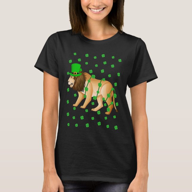 Irish Shamrock Leprechaun Mountain Lion St Patrick T-Shirt (Front)