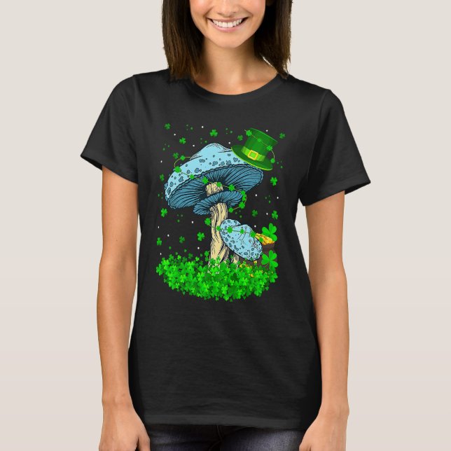 Irish Shamrock Leprechaun Mushroom St Patrick's Da T-Shirt (Front)