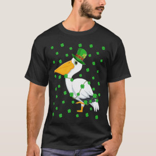 Irish Shamrock Leprechaun Pelican Bird St Patrick' T-Shirt
