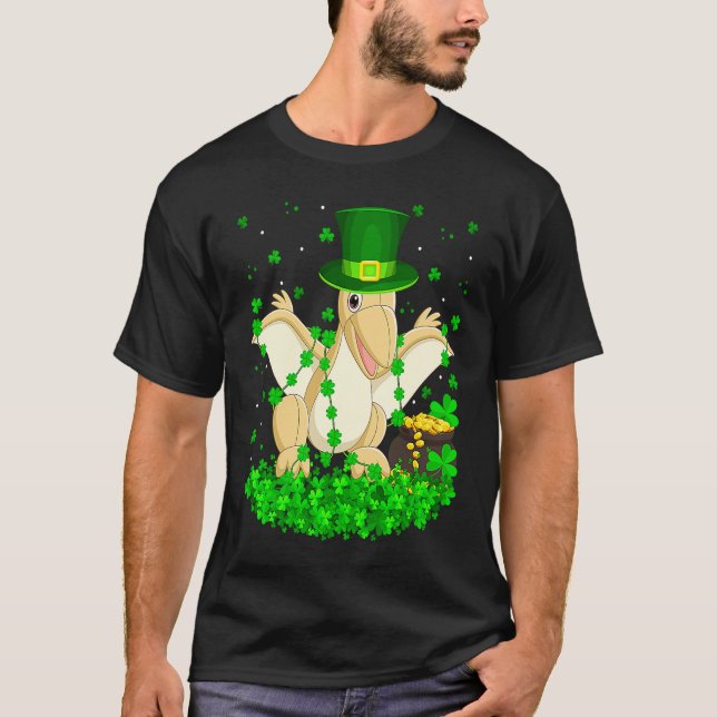 Irish Shamrock Leprechaun Pterodactyl Bird St Patr T-Shirt (Front)