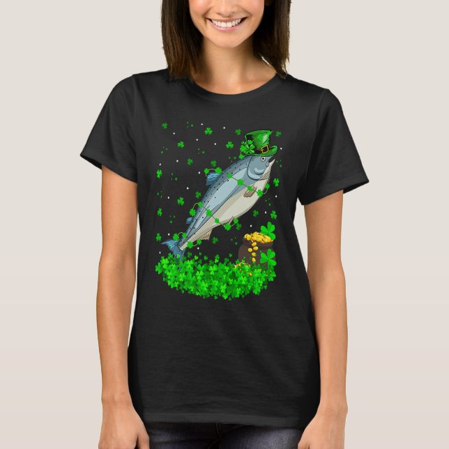 Irish Shamrock Leprechaun Salmon Fish St Patrick's T-Shirt (Front)