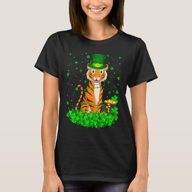 Irish Shamrock Leprechaun Tiger St Patrick's Day   T-Shirt (Front)