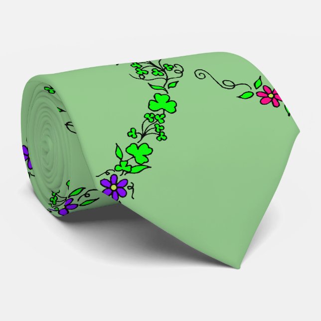 Irish Shamrock Light Green St. Patrick's Day Tie (Rolled)