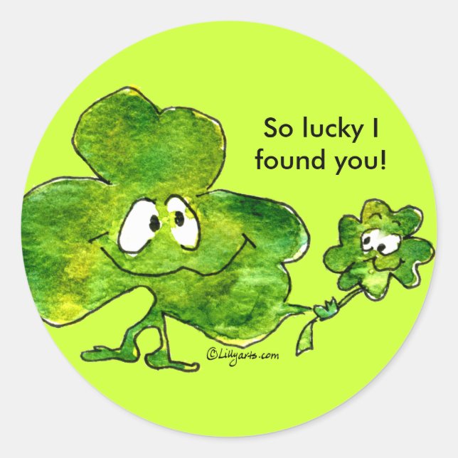 Irish Shamrock Luck Cartoon Sticker (Front)