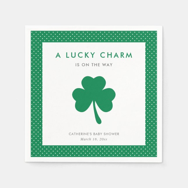 Irish Shamrock Lucky Charm Baby Shower Napkin (Front)