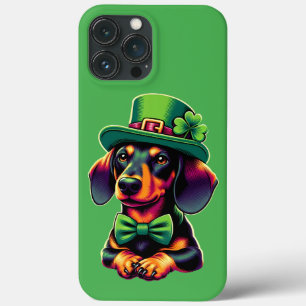 Irish Shamrock Lucky Dachshund Dog Patricks Day iPhone 13 Pro Max Case
