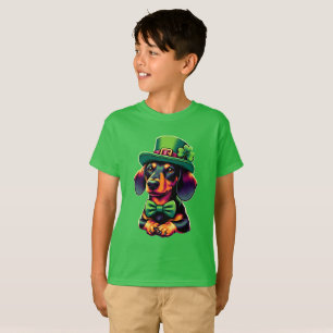 Irish Shamrock Lucky Dachshund Dog Patricks Day T-Shirt