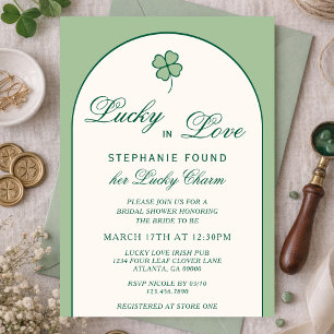 Irish Shamrock Lucky in Love Bridal Shower Invitation