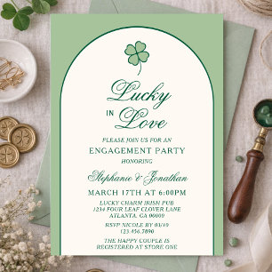 Irish Shamrock Lucky in Love Engagement Party Invitation