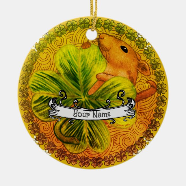 Irish shamrock  Mouse  Ceramic Ornament (Front)
