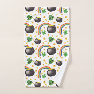 Irish Shamrock Rainbow Print, St. Paddy's Gift Hand Towel