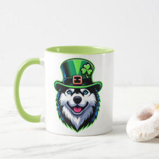 Irish Shamrock Siberian Husky Dog St Patricks Day Mug