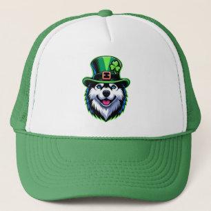 Irish Shamrock Siberian Husky Dog St Patricks Day Trucker Hat