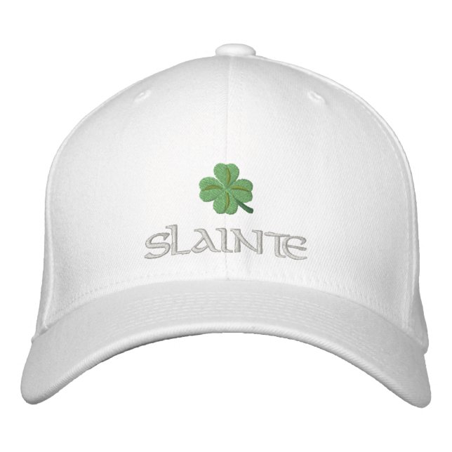 Irish shamrock slainte St Patrick's Embroidered Hat (Front)
