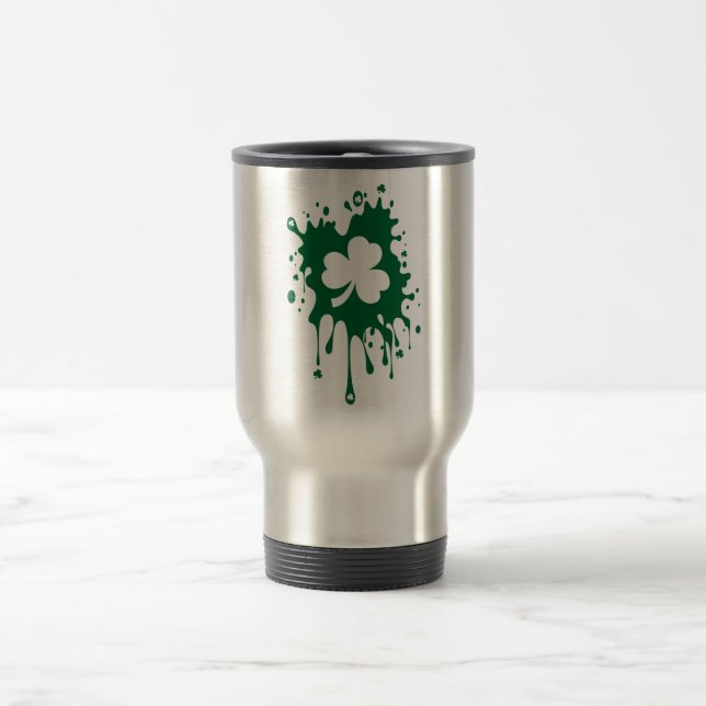 Irish Shamrock Splat ! Travel Mug (Center)