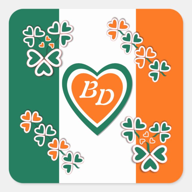 Irish Shamrock Square Sticker (Front)