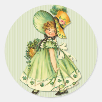 Irish Shamrock Stroll Classic Round Sticker
