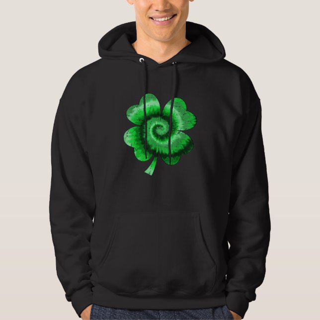 Irish Shamrock Tie Dye Happy St Patrick s Day Go L Hoodie (Front)