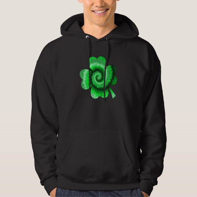 Irish Shamrock Tie Dye Happy St Patrick's Day Go L Hoodie (Front)