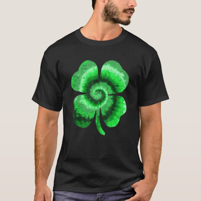 Irish Shamrock Tie Dye Happy St Patrick's Day Go L T-Shirt (Front)