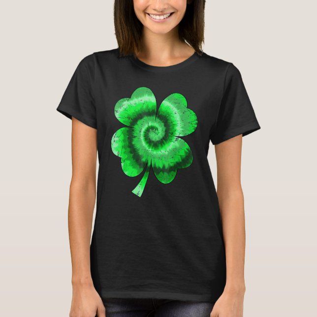 Irish Shamrock Tie Dye Happy St Patrick's Day Go L T-Shirt (Front)