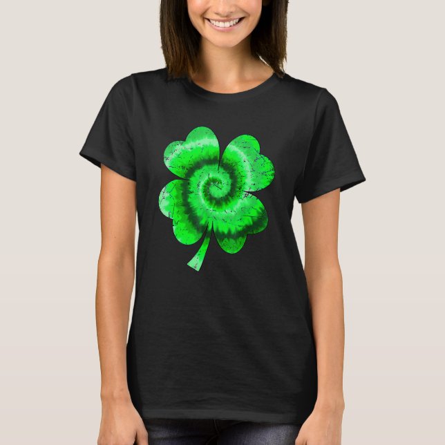 Irish Shamrock Tie Dye Happy St Patrick's Day Go L T-Shirt (Front)
