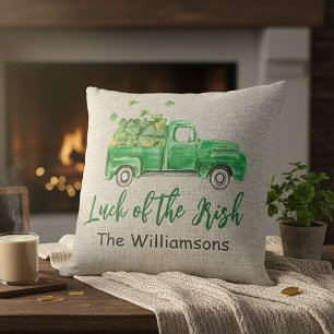 Irish Shamrock Truck Saint Patrick's Day Custom Cushion