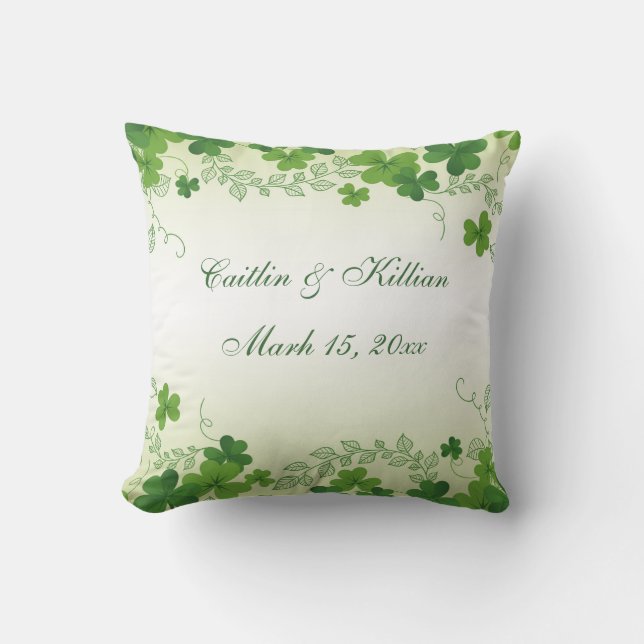 Irish shamrock Wedding Cushion (Front)