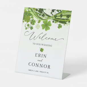 Irish Shamrock Wedding Welcome Pedestal Sign