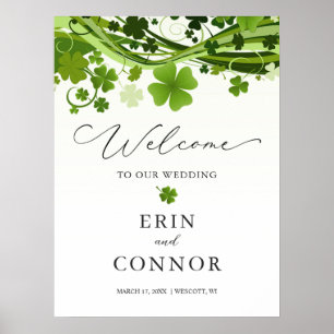 Irish Shamrock Wedding Welcome Sign Poster