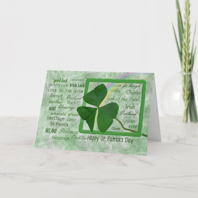 Irish Shamrock with Rainbow for St. Patrick's Day Card (Front)