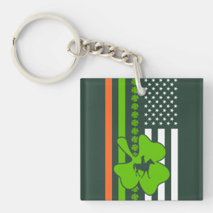Irish Shamrocks Flag  Key Ring