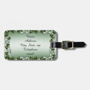 Irish shamrocks luggage tag