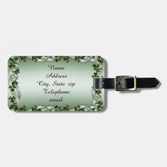 Irish shamrocks luggage tag (Front Horizontal)