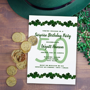 Irish Shamrocks March Birthday Party Invitation