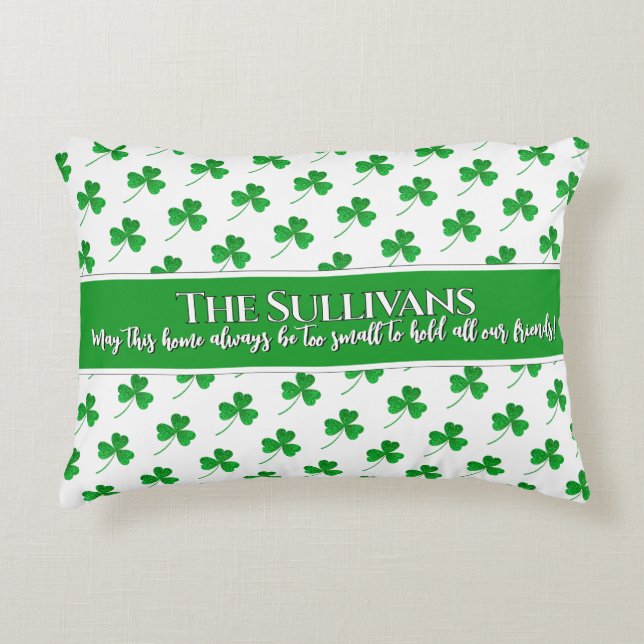 Irish shamrocks pattern personalised cosy home decorative cushion (Front)